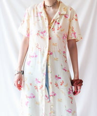 【Seek an nur】Watercolor Floral Shirt Maxi Dress