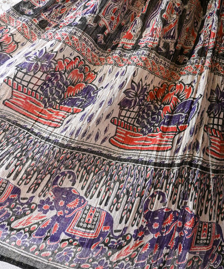 【Seek an nur】Dead Stock Indian Cotton Metallic Skirt