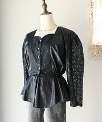 【Seek an nur】Euro black lace peplum blouse