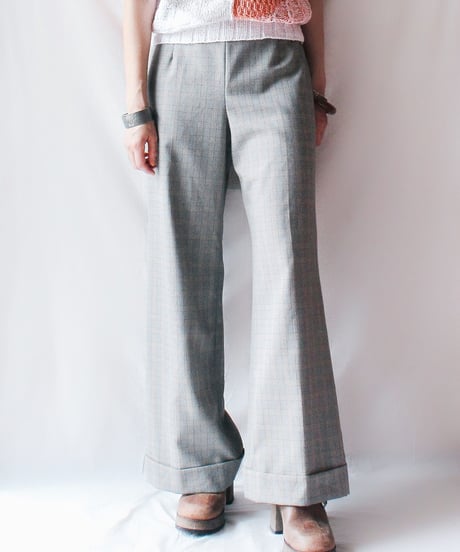 【Seek an nur】USA Glen Check Flare Slacks Pants