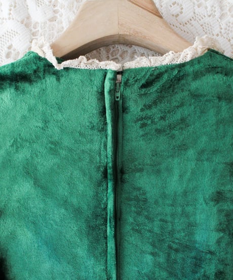 【Seek an nur】1970's Big Collar Velvet Maxi Dress