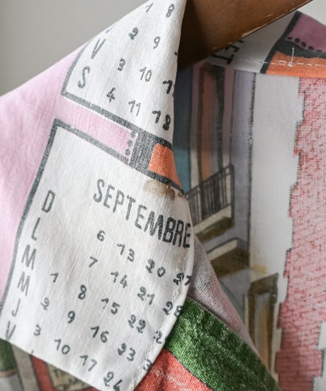 【curoam】Vintage tea towel patchwork shirt