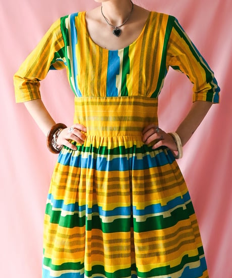 【tiny yearn】African Batik Flare Maxi Dress
