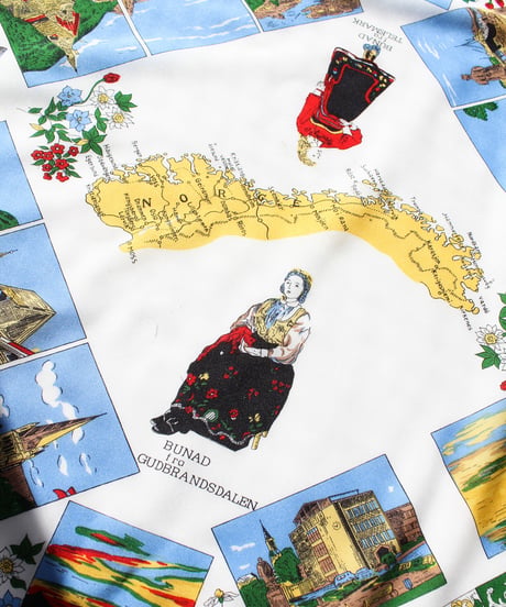 〈Goods〉Vintage Norway Map Souvenir Scarf