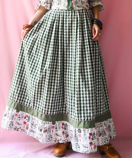 【tiny yearn】Euro Gingham Check Maxi Skirt