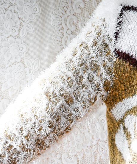 【Seek an nur】Shaggy Design Knit Cardigan