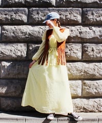【tiny yearn】1970's USA Floral Lace Sheer Maxi Dress
