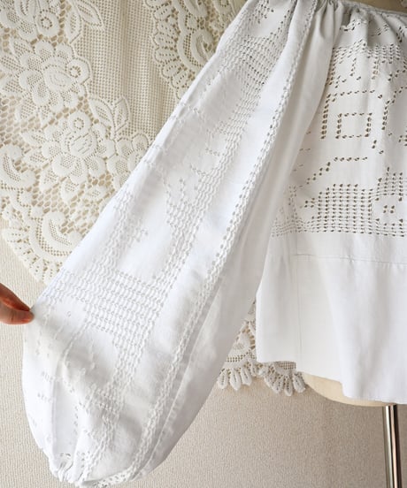 【Seek an nur】Romanian Vintage Crochet Folk Blouse