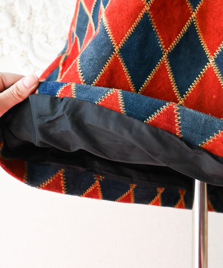 【tiny yearn】1970's Vintage Patchwork Suede Skirt