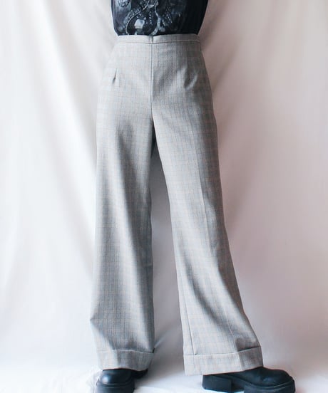 【Seek an nur】USA Glen Check Flare Slacks Pants