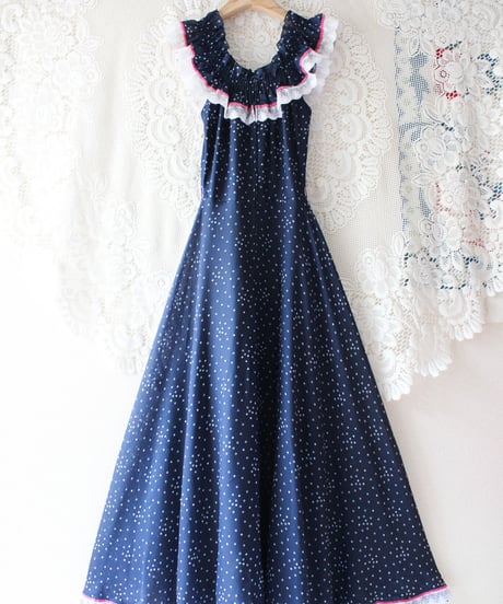 【Seek an nur】Euro Dot Lace Sheer Maxi Dress