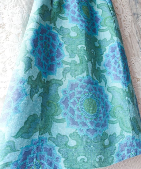 【tiny yearn】1970's Retro Floral Silk Maxi Skirt