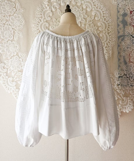 【Seek an nur】Romanian Vintage Crochet Folk Blouse