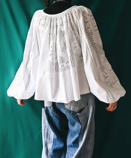 【Seek an nur】Romanian Vintage Crochet Folk Blouse