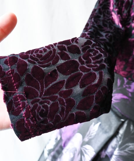 【Seek an nur】Floral Velours×Sheer Tops
