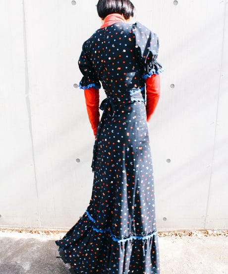 【Seek an nur】1970's German Dot×Floral Maxi Dress