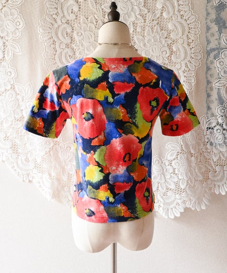 【tiny yearn】USA Art Floral T-shirt