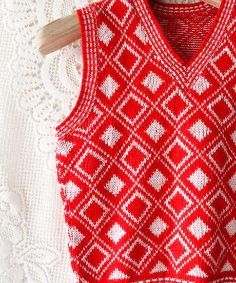 【tiny yearn】Vintage France Jacquard Knit Vest