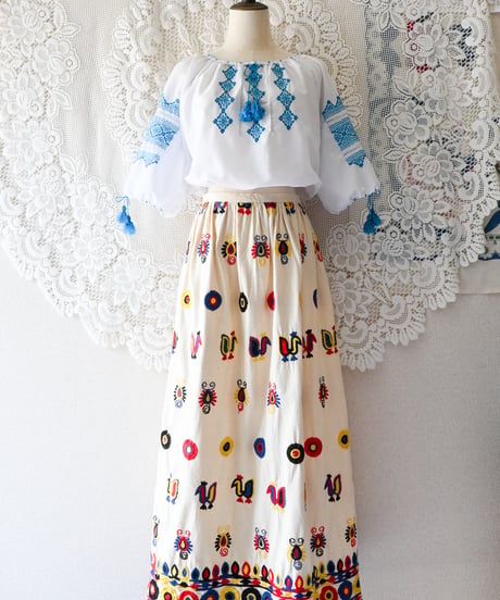 【tiny yearn】1970's Embroidered Ethnic Maxi Skirt