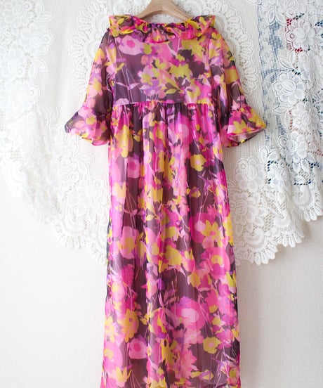 【tiny yearn】1970‘s Art Glow Sheer Night Gown