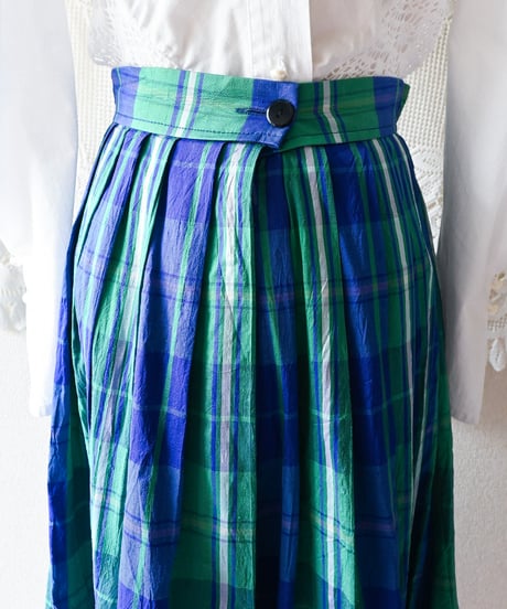 【tiny yearn】German Check Silk Flare Skirt
