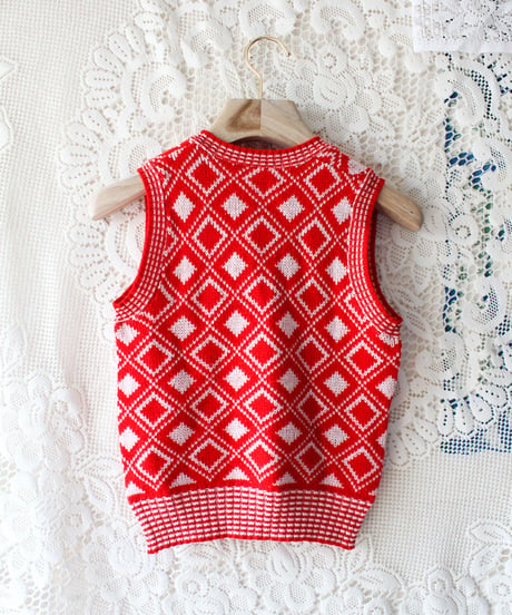 【tiny yearn】Vintage France Jacquard Knit Vest