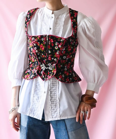 【tiny yearn】Tyrolean Floral Dirndl Bodices Vest