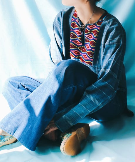 【tiny yearn】Vintage Guatemala Embroidered Denim Tops