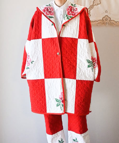 【tiny yearn】Vintage patchwork quilted coat