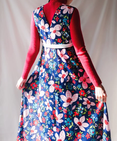 【tiny yearn】1970's Floral Flare Maxi Dress