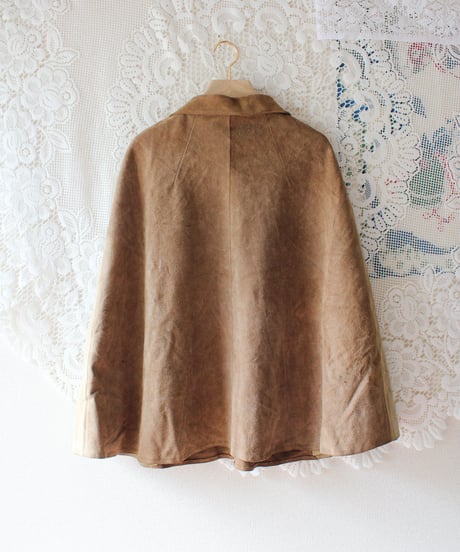 【tiny yearn】1970's Vintage Floral Suede Cape