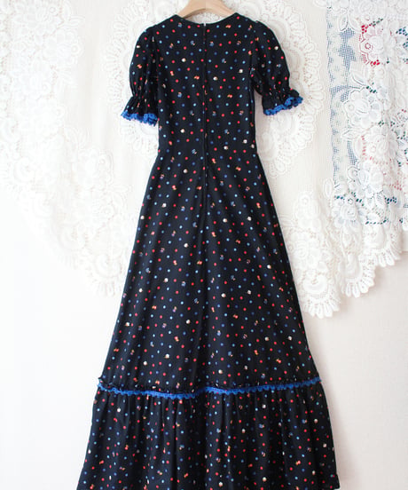 【Seek an nur】1970's German Dot×Floral Maxi Dress