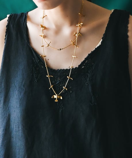 〈Accessory〉Native American Gold Tone Fetish Bird Necklace