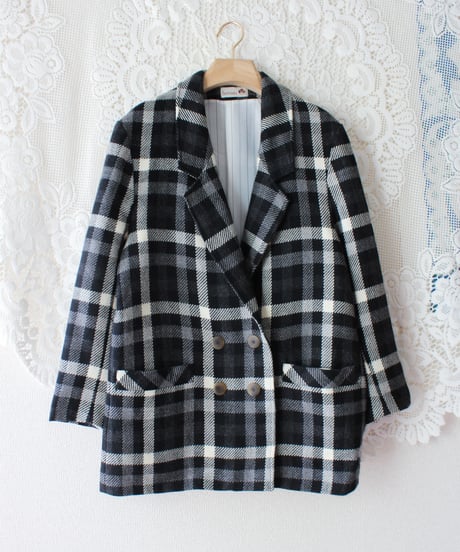 【Seek an nur】Euro Check Wool Tailored Over Jacket