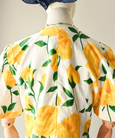 【curoam】French floral art blouse