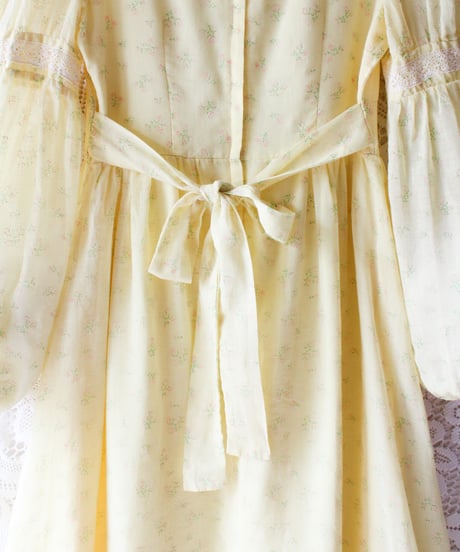 【tiny yearn】1970's USA Floral Lace Sheer Maxi Dress