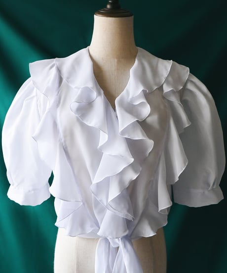 【Seek an nur】Euro Frill White Tie Blouse