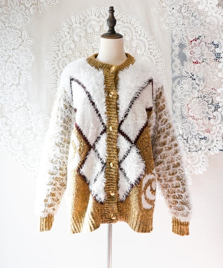 【Seek an nur】Shaggy Design Knit Cardigan