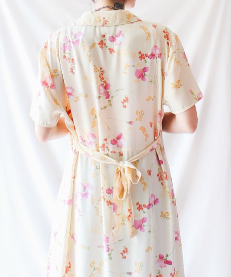 【Seek an nur】Watercolor Floral Shirt Maxi Dress