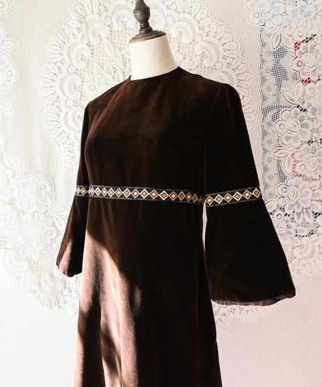 【Seek an nur】1970's Euro Velour Maxi Dress