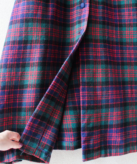 【tiny yearn】1970's Check Knit Shirt Maxi Dress