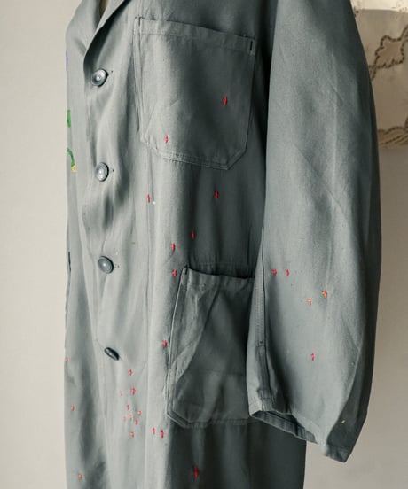 【tiny yearn】⁡60's French Embroidered Painted Work Coat