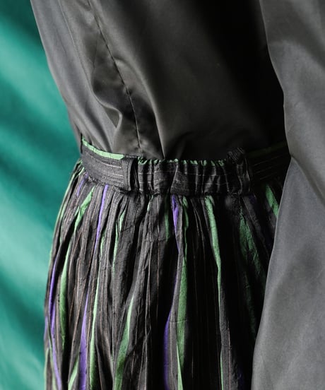 【Seek an nur】Euro Stripe Silk Flare Skirt
