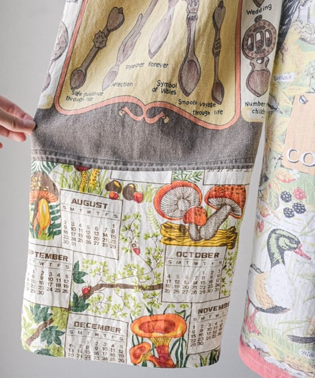 【curoam】Vintage tea towel patchwork pants