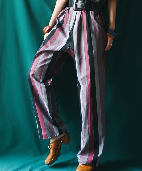 【Seek an nur】USA Multi Stripe Puff Jumpsuit