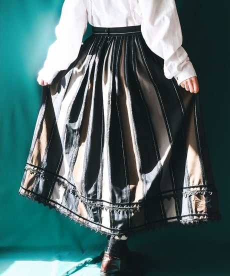 【Seek an nur】Euro Stripe Flare Skirt