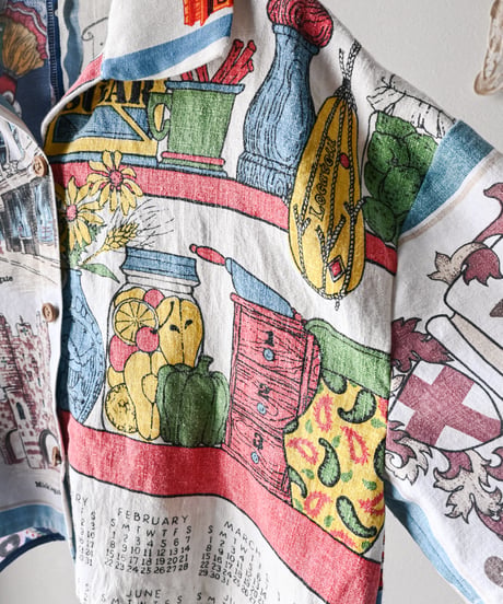 【curoam】Vintage tea towel patchwork shirt