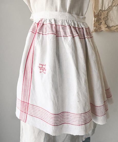 【Seek an nur】French antique linen waist apron