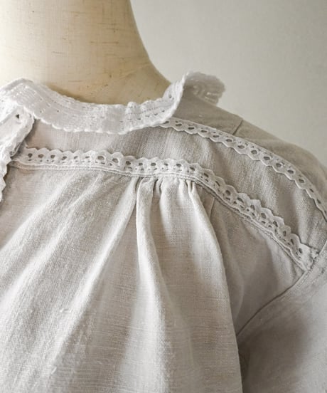【Seek an nur】1890-1910's French antique linen smock