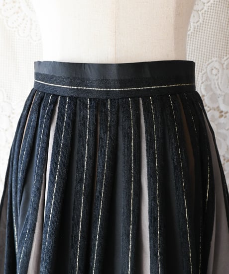 【Seek an nur】Euro Stripe Flare Skirt